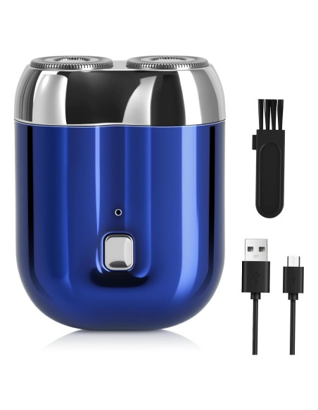 Afeitadora Eléctrica Mini Senduzll 2025 Doble Cabezal USB Azul