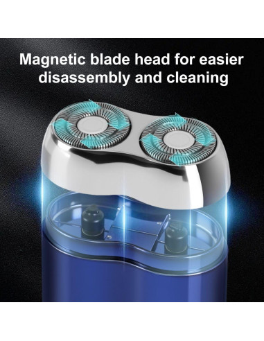 Afeitadora Eléctrica Mini Senduzll 2025 Doble Cabezal USB Azul