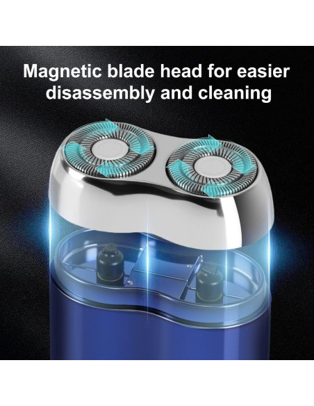 Afeitadora Eléctrica Mini Senduzll 2025 Doble Cabezal USB Azul