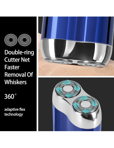 Afeitadora Eléctrica Mini Senduzll 2025 Doble Cabezal USB Azul