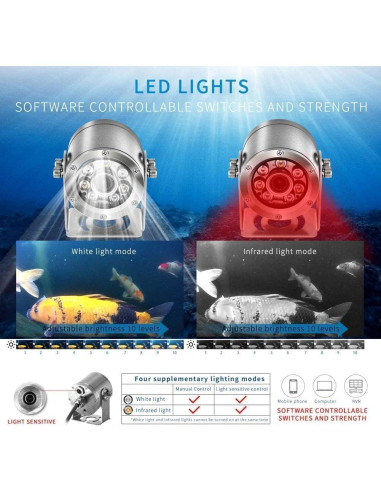 Cámara Submarina Barlus 5MP IP68 con Luz y Cable 9.75m