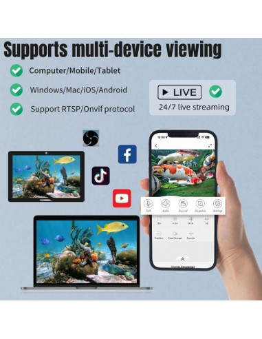Cámara Submarina Barlus 5MP IP68 con Luz y Cable 9.75m