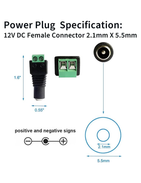 10 Pares Conectores de Poder DC 12V 5A 2.1x5.5mm - CENTROPOWER