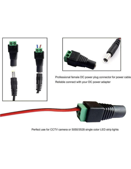 10 Pares Conectores de Poder DC 12V 5A 2.1x5.5mm - CENTROPOWER