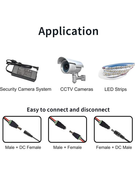 10 Pares Conectores de Poder DC 12V 5A 2.1x5.5mm - CENTROPOWER