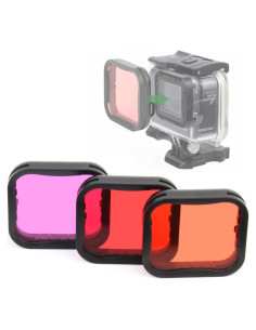 Paquete de 3 Filtros de Buceo GEPULY para GoPro Hero 5 6 7