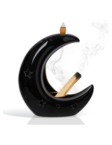 Soporte de Incienso Cerámica ZenBless Luna Negra 4 en 1