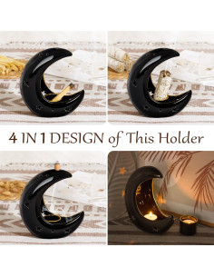 Soporte de Incienso Cerámica ZenBless Luna Negra 4 en 1 2