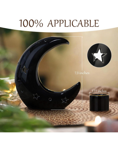 Soporte de Incienso Cerámica ZenBless Luna Negra 4 en 1