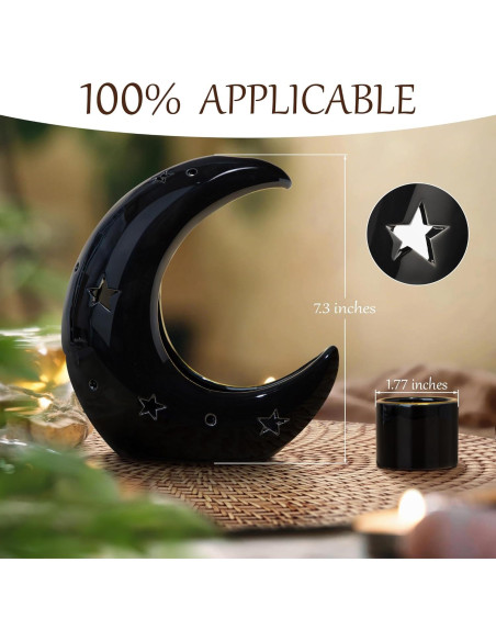 Soporte de Incienso Cerámica ZenBless Luna Negra 4 en 1