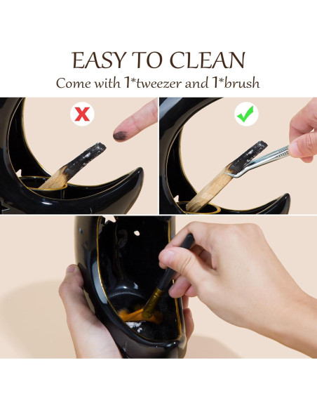 Soporte de Incienso Cerámica ZenBless Luna Negra 4 en 1