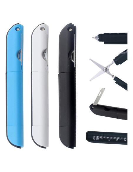 Bolígrafo Multi-Herramienta SAMIQU 4 en 1 con Tijeras y Regla