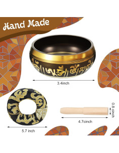 Conjunto de Cuencos Cantores BBTO 8.6 cm con Chakra Negro 2