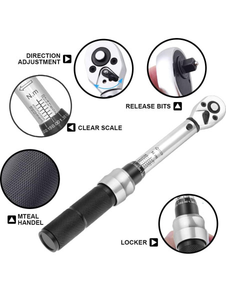 Juego de Llave de Torque COTOUXKER 2-20 Nm 1/4" para Bicicleta