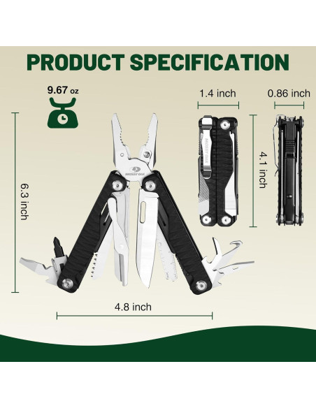 Multiherramienta MOSSY OAK 17 en 1 con Pinzas y Funda