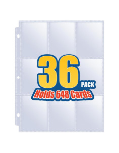 Paquete de 36 Fundas para Tarjetas Sooez 9 Bolsillos Transparente