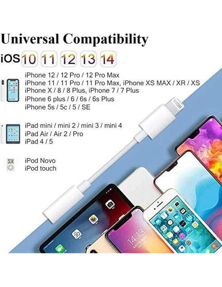 Adaptador de Auriculares 3.5mm a Lightning - Esbeecables - Paquete de 3