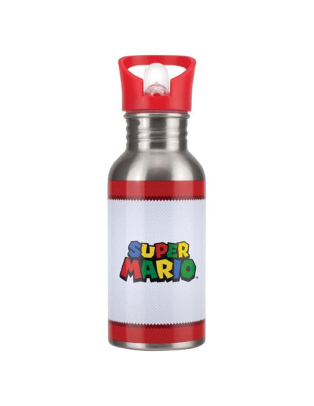 Botella de Agua de Metal Super Mario 500ml con Pajilla