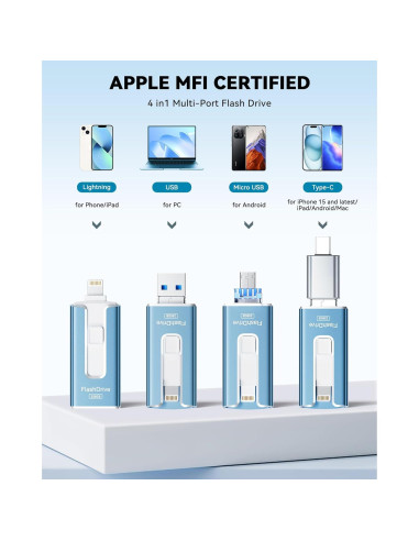 Unidad Flash MFi 256GB SUDEHO para iPhone y Android