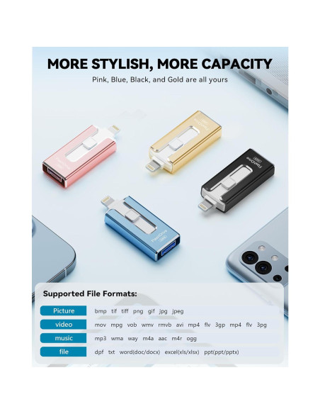 Unidad Flash MFi 256GB SUDEHO para iPhone y Android Unidad Flash MFi 256GB SUDEHO para iPhone y Android