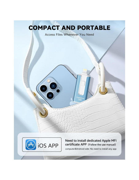 Unidad Flash MFi 256GB SUDEHO para iPhone y Android Unidad Flash MFi 256GB SUDEHO para iPhone y Android