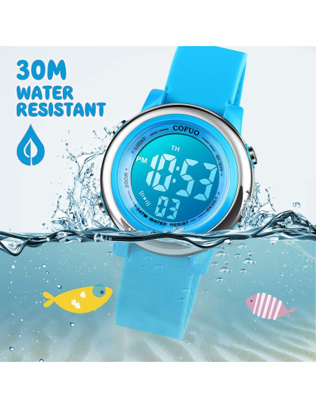 Reloj Deportivo Digital Cofuo Azul para Niños Impermeable Reloj Deportivo Digital Cofuo Azul para Niños Impermeable