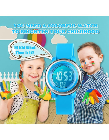 Reloj Deportivo Digital Cofuo Azul para Niños Impermeable