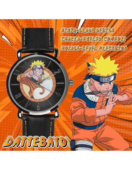 Reloj Analógico para Niños Naruto Uzumaki - Correa de Cuero PU