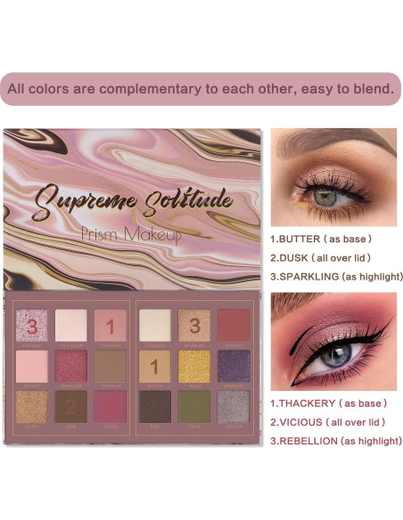 Paleta de Sombras de Ojos Prism Makeup 18 Colores Mate y Brillo