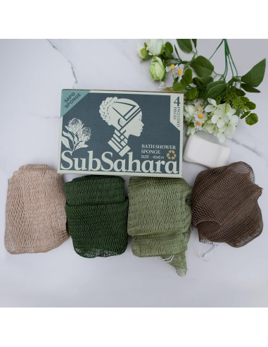 Esponja de Red Africana SubSahara - 4 Piezas Exfoliantes Suaves