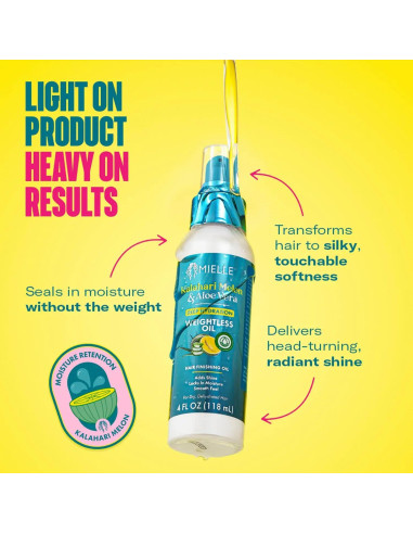 Aceite Capilar Ligero Mielle 118 ml - Hidratante Melón Kalahari y Aloe Vera