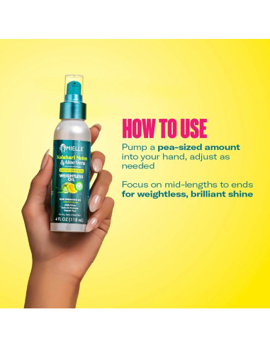 Aceite Capilar Ligero Mielle 118 ml - Hidratante Melón Kalahari y Aloe Vera