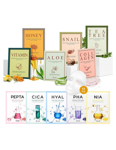 Combo 11 Máscaras Faciales SHIONLE Cuidado Piel Coreano