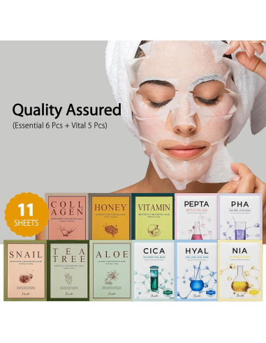 Combo 11 Máscaras Faciales SHIONLE Cuidado Piel Coreano
