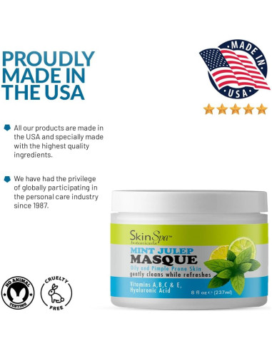 Mascarilla Facial SKIN SPA Menta Julep 226.8 g - Control de Acné