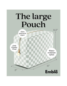 Bolsa de Maquillaje Embla Grande Cuadrícula Verde Menta 2