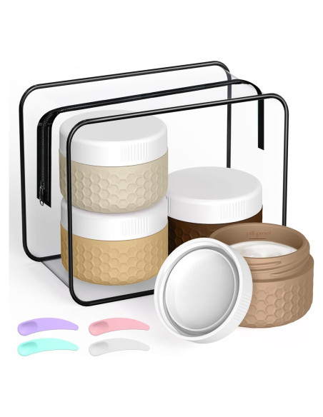 Contenedores de Viaje FEEJOY 4 Tarros Silicona A prueba de Fugas