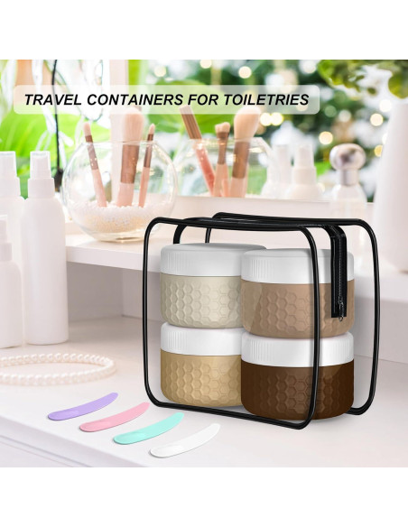 Contenedores de Viaje FEEJOY 4 Tarros Silicona A prueba de Fugas