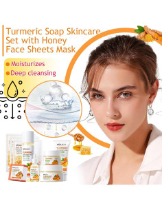 Juego de Cuidado de Piel WENJLYJ con Jabón de Cúrcuma y Mascarillas 2