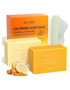 Jabón Exfoliante de Limón y Cúrcuma ULLUXE con Esponja