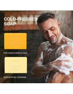 Jabón Exfoliante de Limón y Cúrcuma ULLUXE con Esponja 2