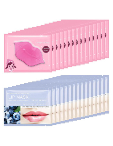 30 Mascarillas Labiales Hidratantes Felico - Colágeno Rosa y Arándano
