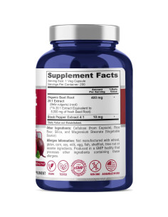 Suplemento Raíz de Remolacha NusaPure 8000mg 200 Cápsulas 2