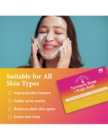 Jabón Ácido Kójico Este Pequeño 2 Paquetes - Vitamina C, Retinol, Colágeno