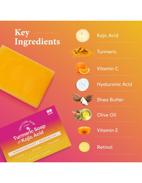 Jabón Ácido Kójico Este Pequeño 2 Paquetes - Vitamina C, Retinol, Colágeno