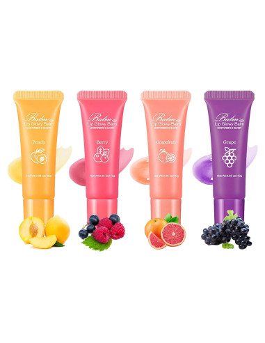 Set de 4 Balsamos Labiales de Fruta WHHWM - Hidratante y Brillante