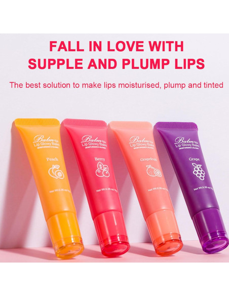Set de 4 Balsamos Labiales de Fruta WHHWM - Hidratante y Brillante