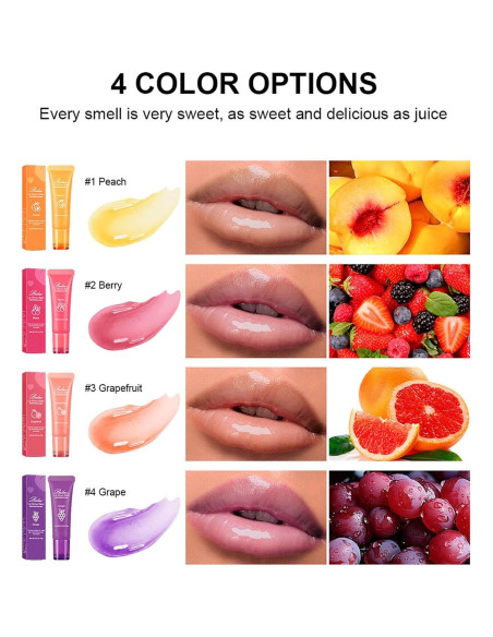 Set de 4 Balsamos Labiales de Fruta WHHWM - Hidratante y Brillante