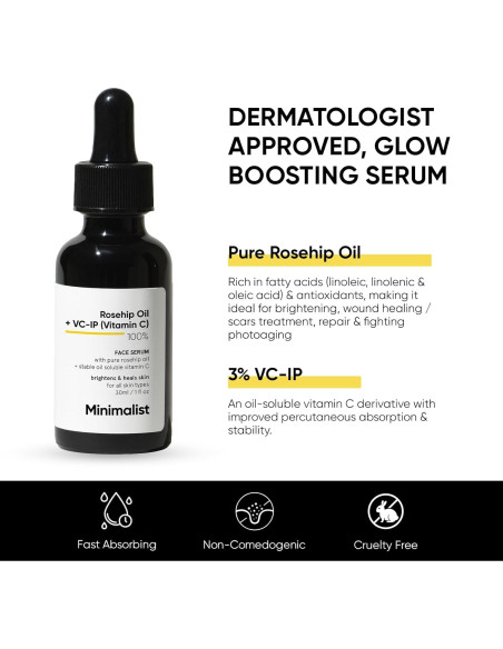 Aceite de Rosa Mosqueta Minimalista 30 ml con Vitamina C