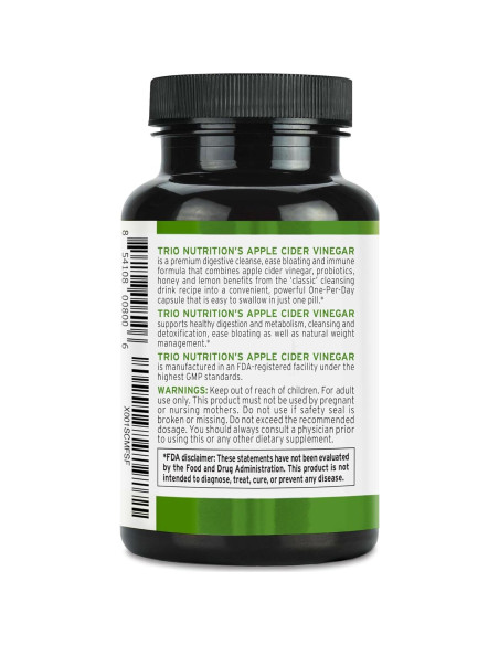 Cápsulas de Vinagre de Sidra de Manzana Trio Nutrition 40.8g